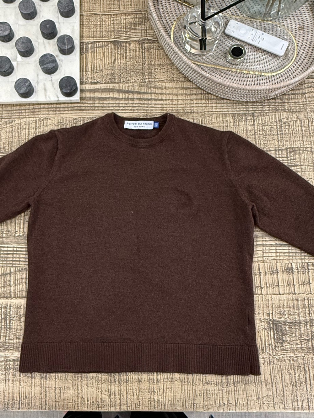 Peter Manning Classic Crewneck Sweater in Deep Brown
